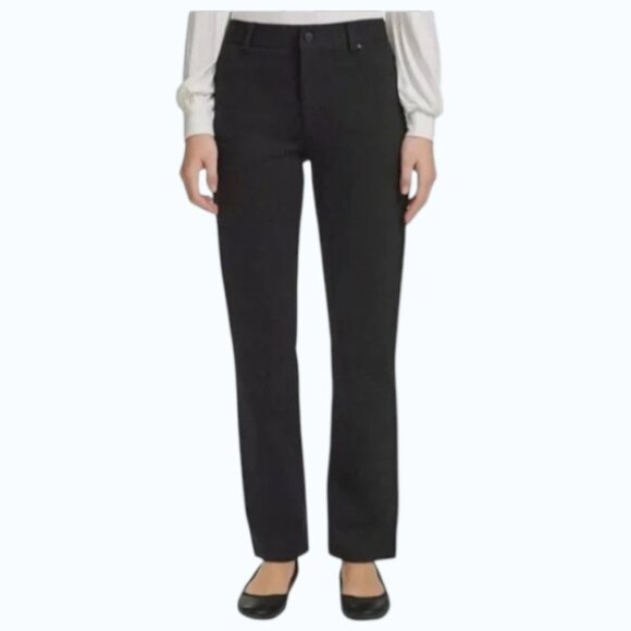 Dkny Pants - DKNY JEANS Black Pinstripe Straight Leg Ponte Trousers